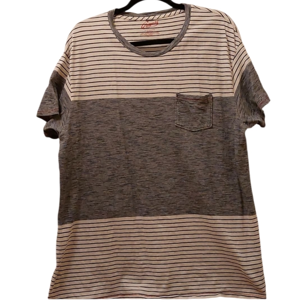 Grayers Color Block and Striped T-shirt XL in Gray Blue and Off White EUC